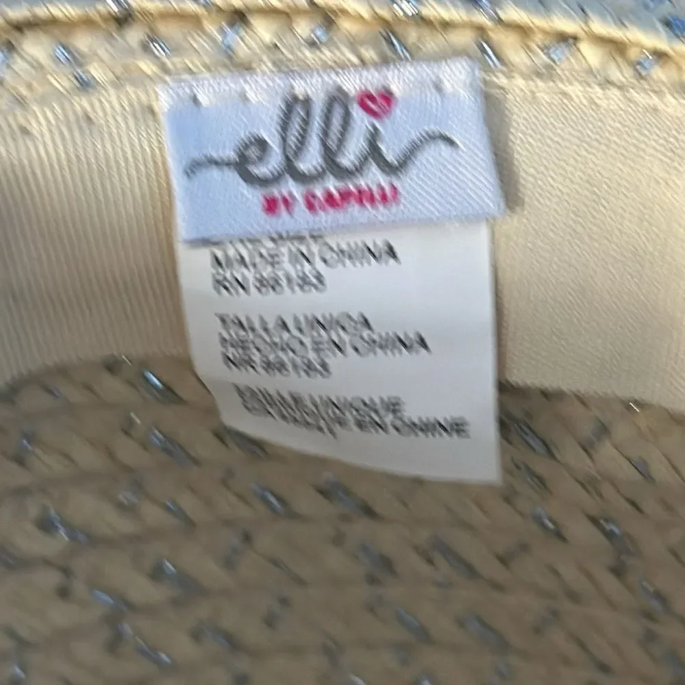 Elli by Capelli Straw Hat w/ Silver Thread & Pink Flowers | Girl's Summer Sun